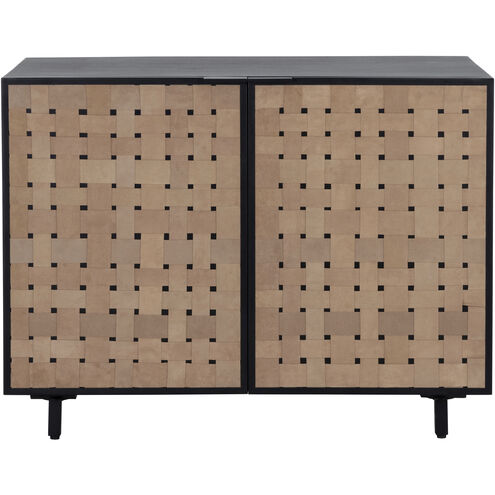 Omari 40 X 22 inch Suede Light Tan Leather Sideboard, Small